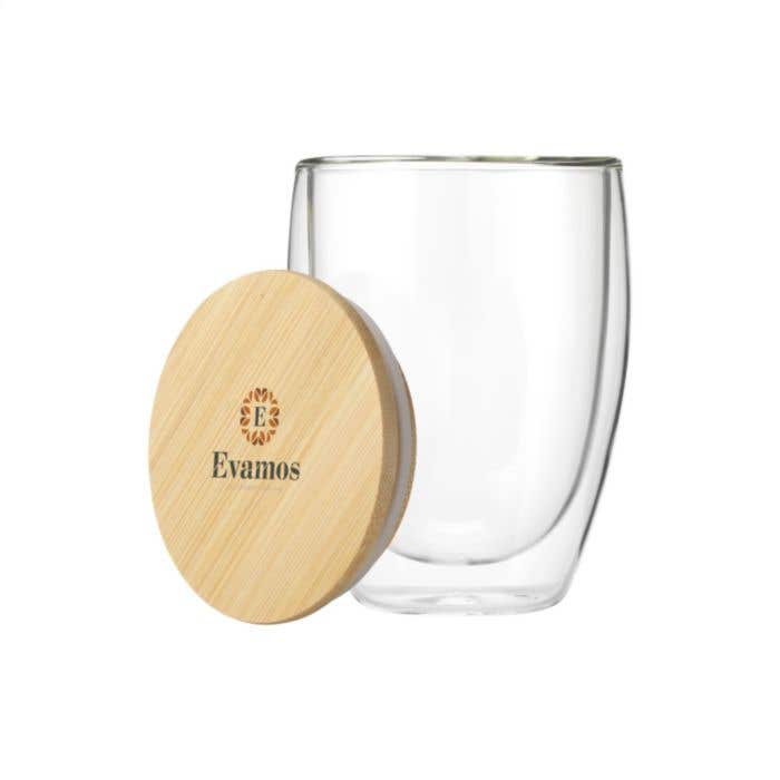 Verre double paroi | Couvercle en bambou | 350 ml