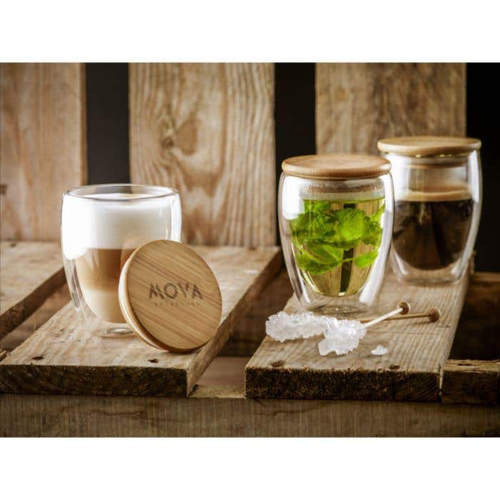 Verre double paroi | Couvercle en bambou | 350 ml