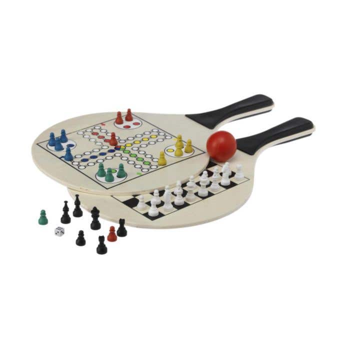 Jeu de plage | Bois | 2 raquettes avec jeu de société