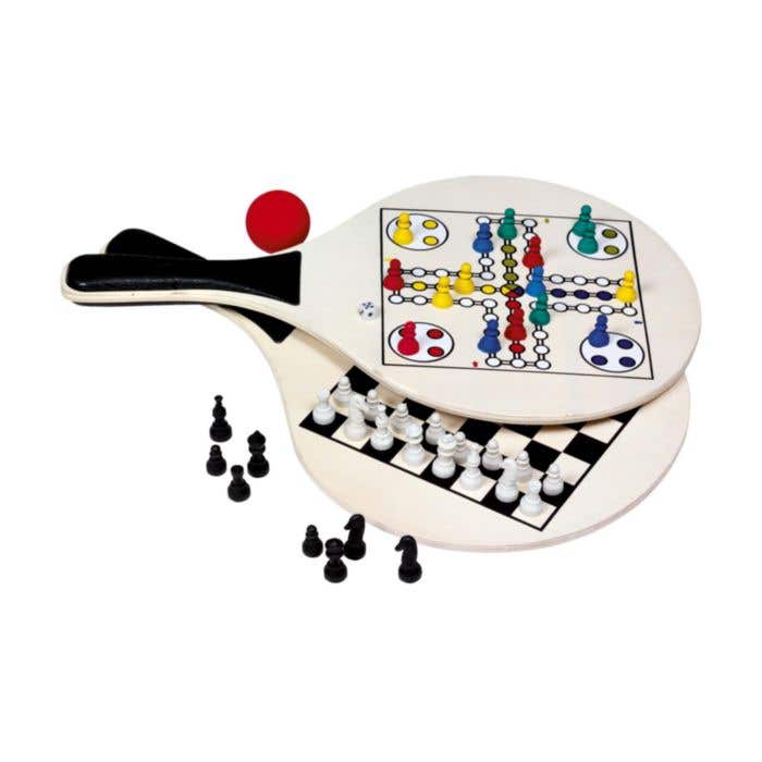 Jeu de plage | Bois | 2 raquettes avec jeu de société