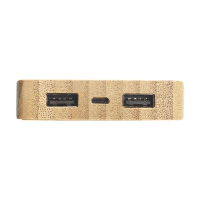 Powerbank | Bamboe | 8000 mAh | Draadloos & zonnepaneel