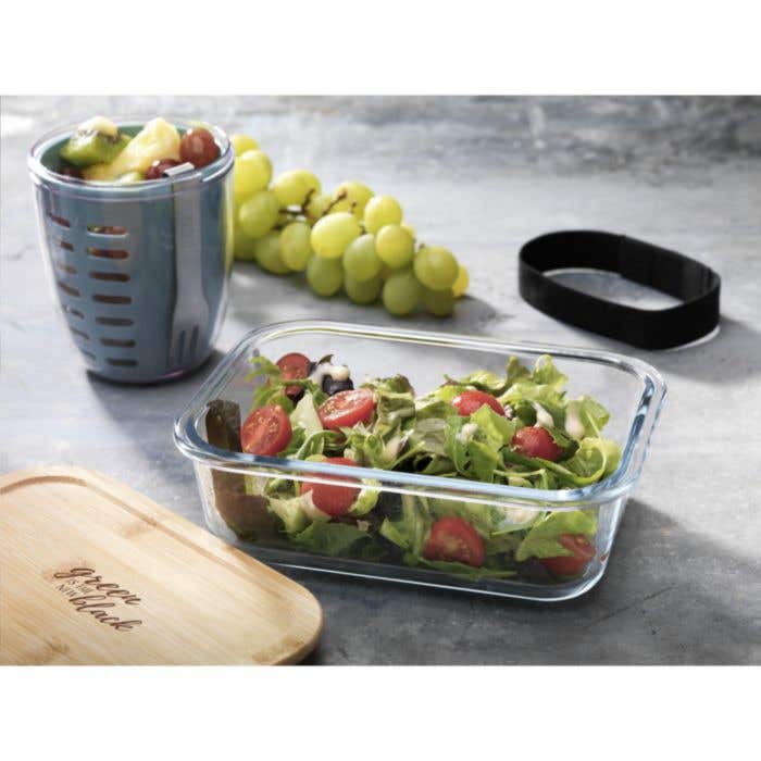 Boîte à lunch | Verre borosilicate | Couvercle en bambou