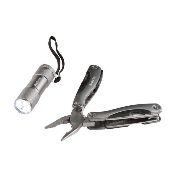Geschenkset MaxiStar | Multitang en zaklamp | RVS en aluminium