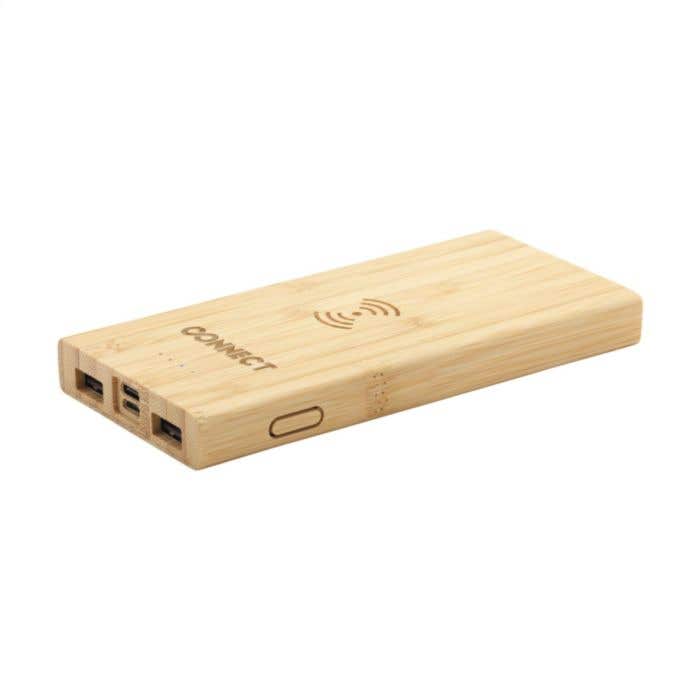 Powerbank | Bamboe | 8000 mAh | Draadloos opladen