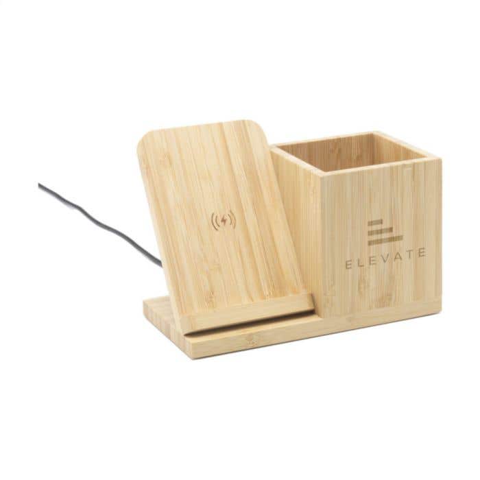 Draadloze oplader | Bamboe | 15W | Met penhouder