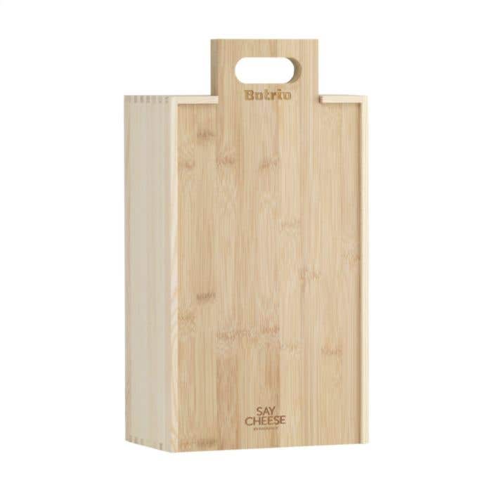 Caisse à vin Say Cheese | Bois de pin FSC® | Couvercle en bambou