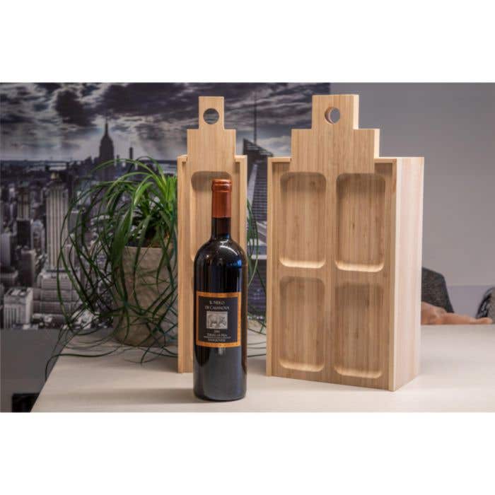 Coffret à vin | Bois & Bambou FSC® | Avec planche à tapas