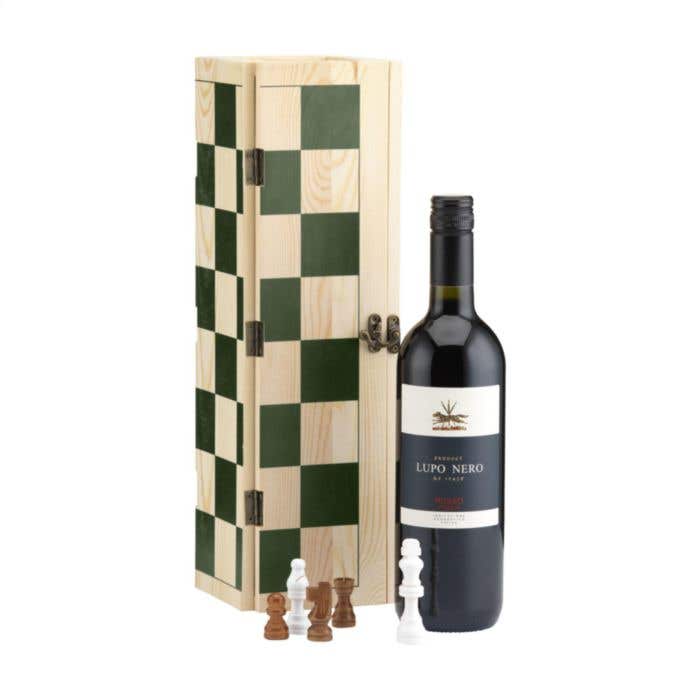 Caisse à vin Rackpack Gamebox Chess | Bois FSC® | Avec jeu d'échecs