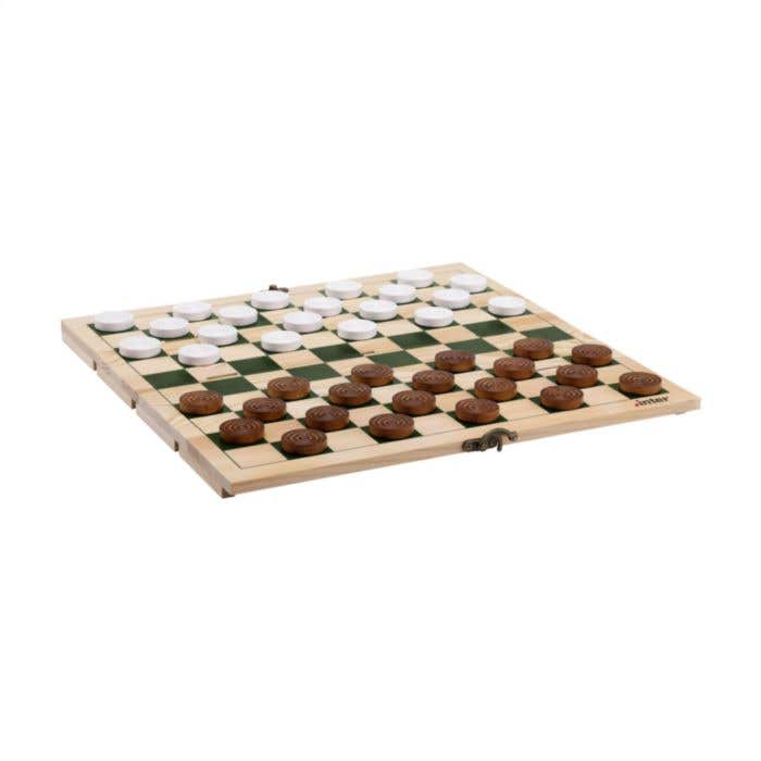 Wijnkist Rackpack Gamebox | FSC® Dennenhout | Met damspel