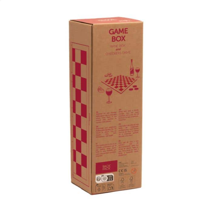 Wijnkist Rackpack Gamebox | FSC® Dennenhout | Met damspel