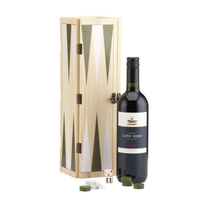Coffret à vin Backgammon | Bois de pin FSC® | 2-en-1