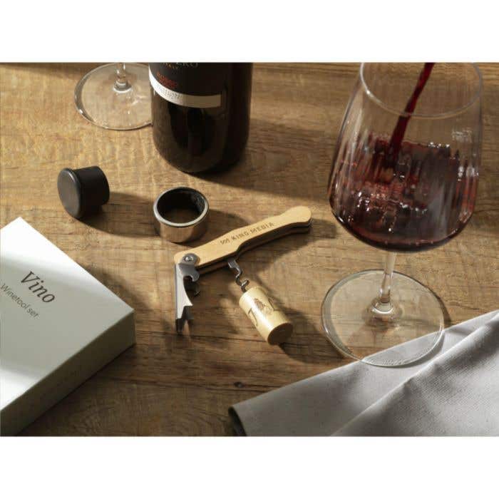 Set à vin Wooosh | Bois FSC® | Couteau de sommelier, anti-gouttes et bouchon