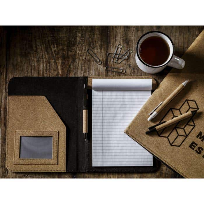 Documentenmap | Kurk | A4 | Met balpen en schrijfblok