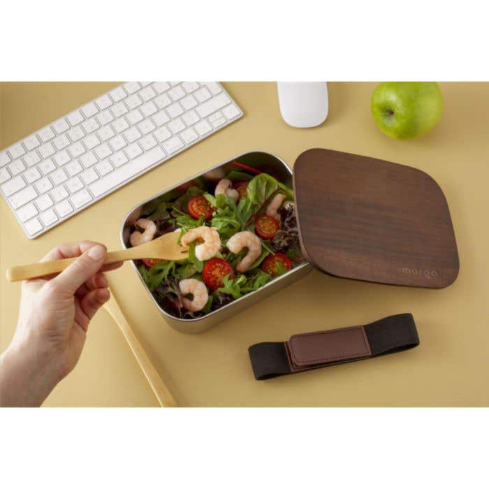 Lunch box | Acier inoxydable recyclé | 1700 ml | Couvercle en bois d'acacia
