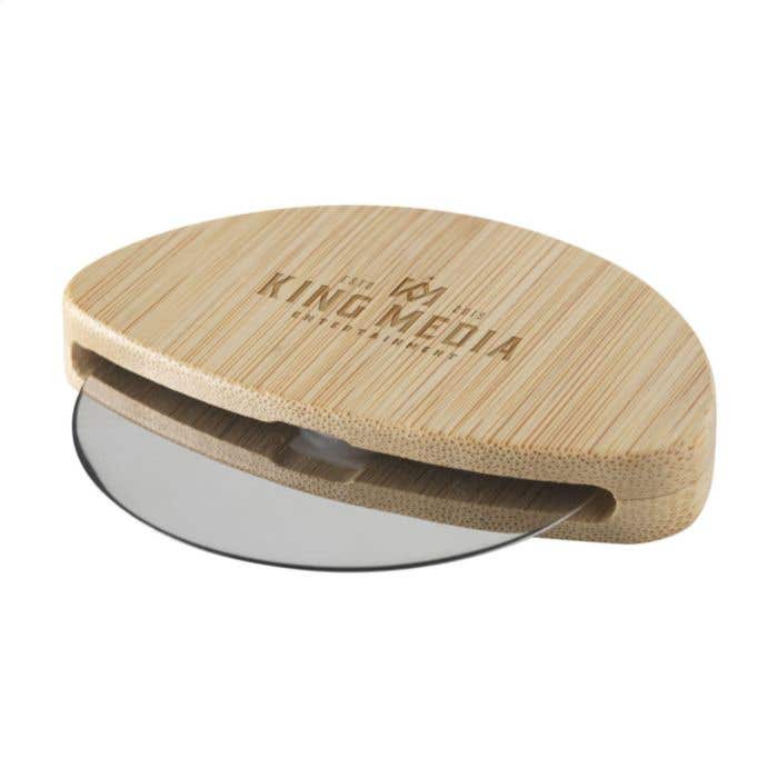 Coupe-pizza | Bambou | Roulette en acier inoxydable