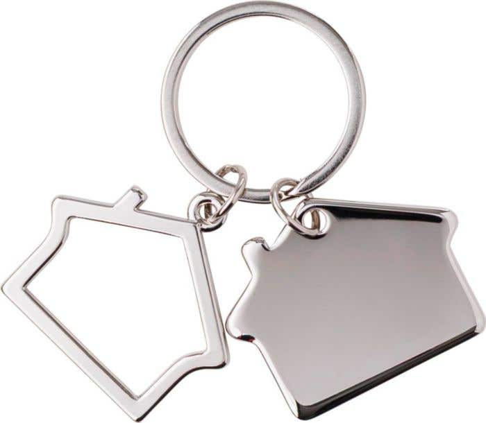 Sleutelhanger Duo-Home | Metaal | Huisvorm | 2-delig