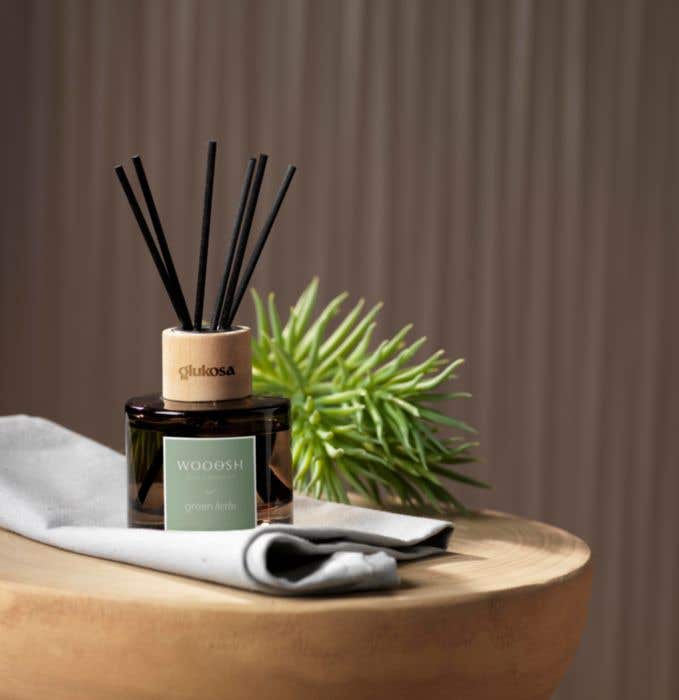 Wooosh Bâtonnets Parfumés | Green Herbs | 75 ml | Verre avec bois