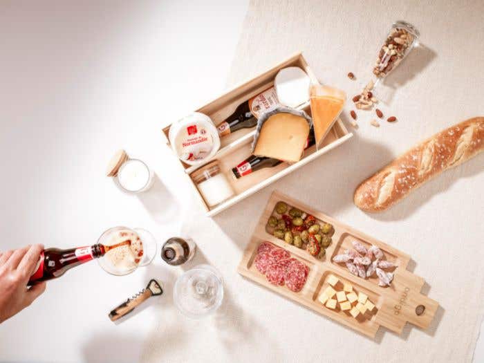 Coffret à vin Casa de Tapas Large | FSC® | Avec planche à tapas en bambou