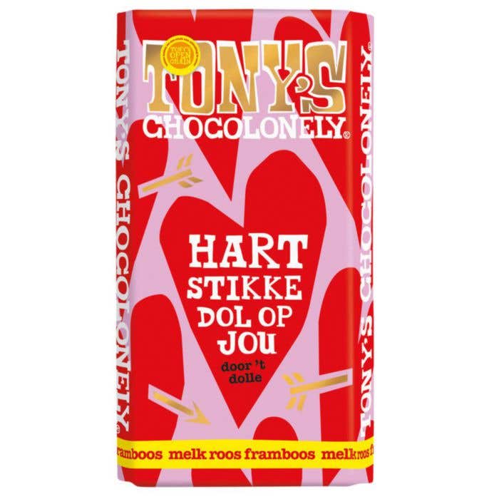 Barre de chocolat Lait Rose Framboise (180g) Tout droit de mon cœur de chocolat