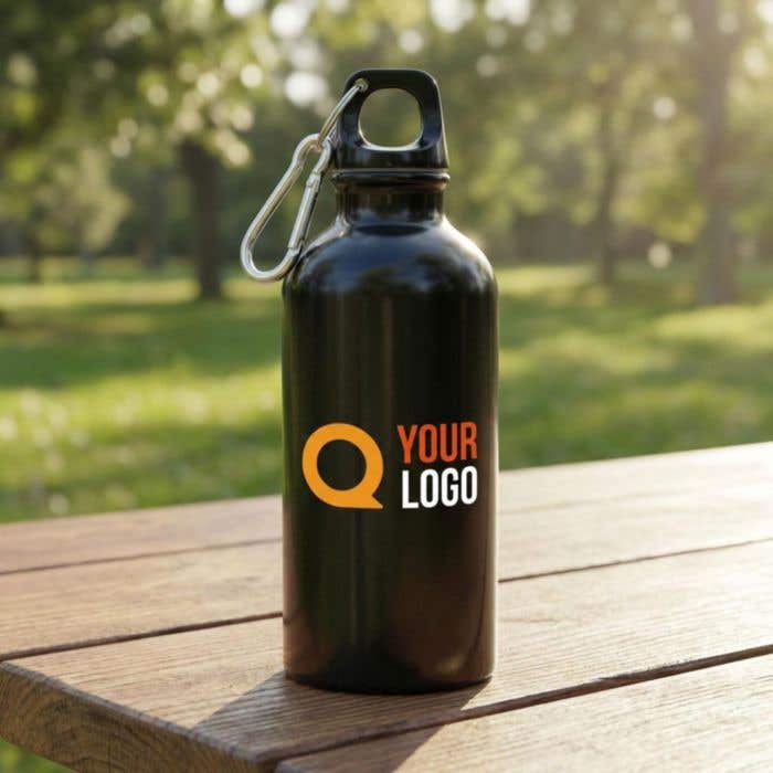 Gourde Sable | 400 ml | Inox recyclé | Simple paroi | Mousqueton