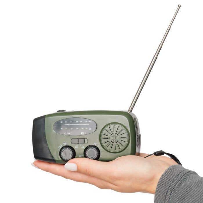 Radio d'urgence Solan | Recyclé | Solaire | Powerbank | Lampe de poche