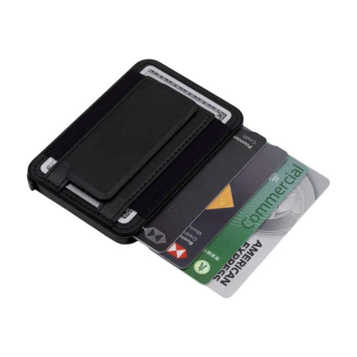 BrandCharger Pasjeshouder Wally Stand Pro | Gerecycleerd | 6 pasjes | RFID-bescherming | Telefoonhouder