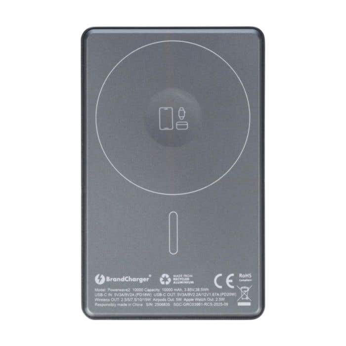 BrandCharger Powerwave 2 | 10 000 mAh | Recyclé | Recharge sans fil