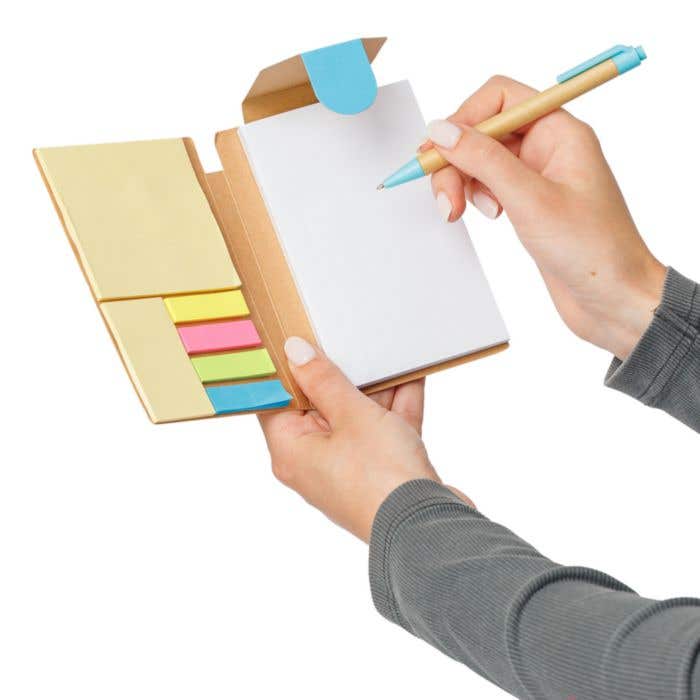 Carnet de notes Quillo | A6 | Recyclé | 70 pages vierges | Avec blocs-mémos adhésifs