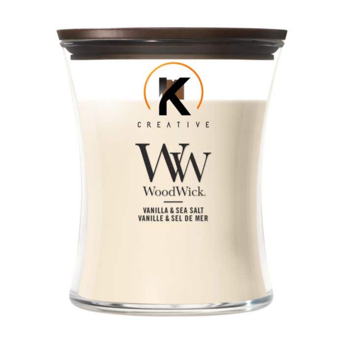 WoodWick Geurkaars Vanilla & Sea Salt | Medium | Houten lont