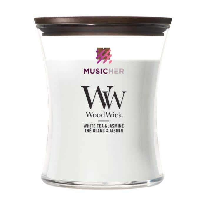 WoodWick Geurkaars White Tea & Jasmine | Ellipse | Houten lont
