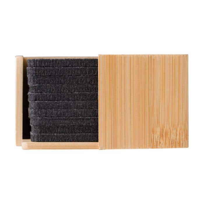 Sous-verres Lawrence | Recyclé | 10 pièces | Support en bambou