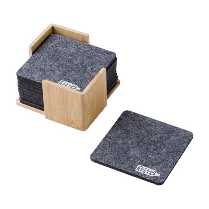 Sous-verres Lawrence | Recyclé | 10 pièces | Support en bambou