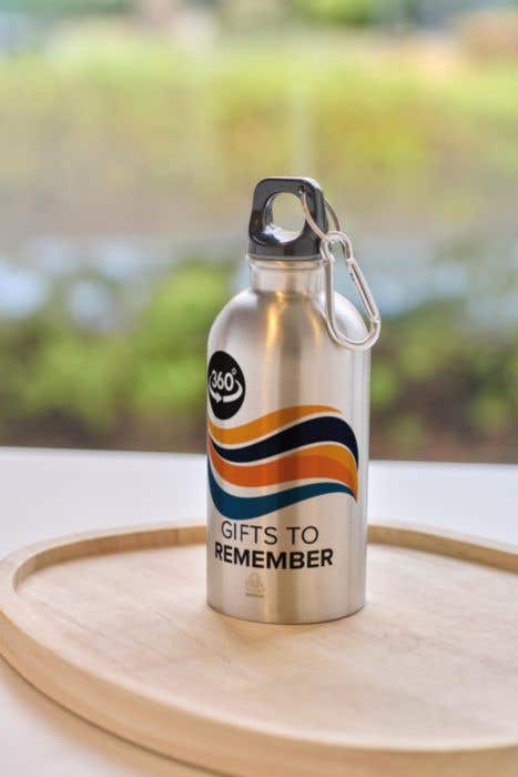 Gourde Sable | 400 ml | Inox recyclé | Simple paroi | Mousqueton