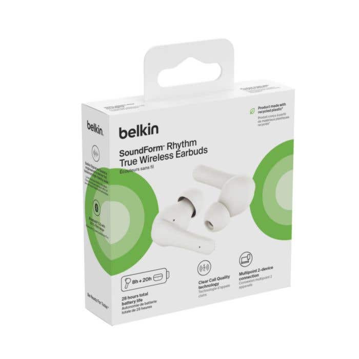 Belkin | Écouteurs sans fil SoundForm Rhythm | 28 heures de batterie | IPX5