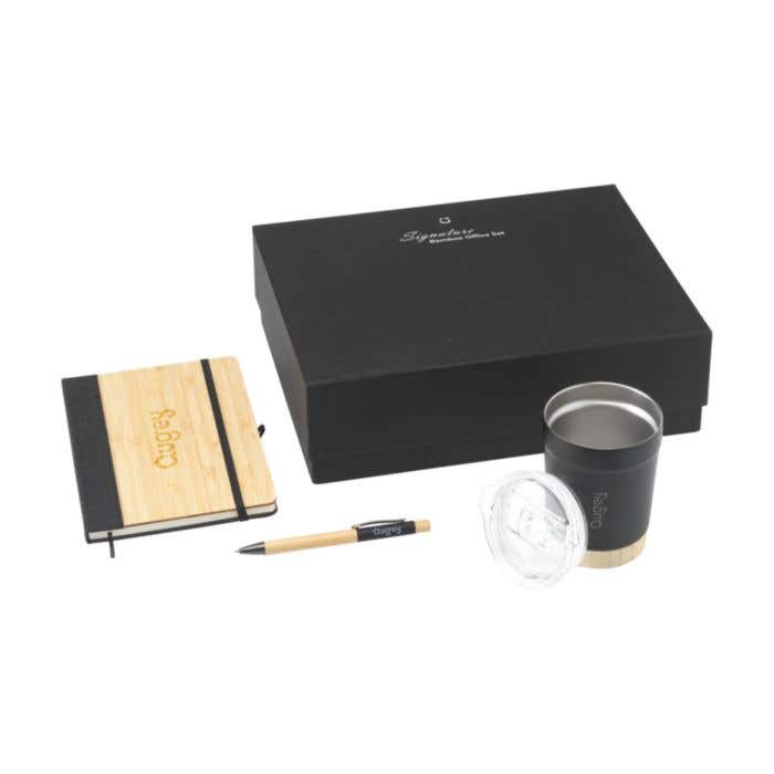 Signature Geschenkset Bamboo Office | 3-delig | Bamboe | Gerecycleerd RVS
