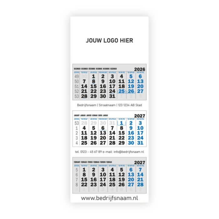 3-Maandskalender | Gescheiden kalenderblokken
