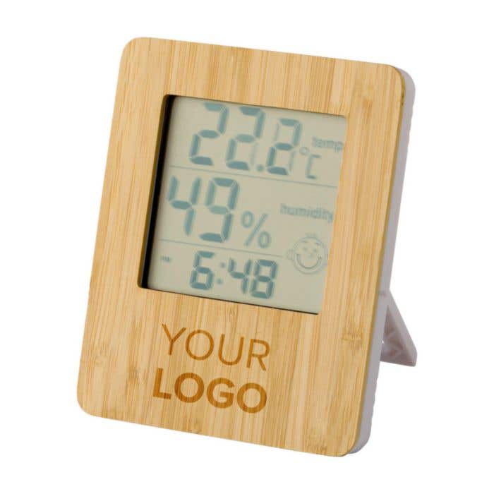 Weerstation Tempus | Bamboe | Met klok | Thermometer