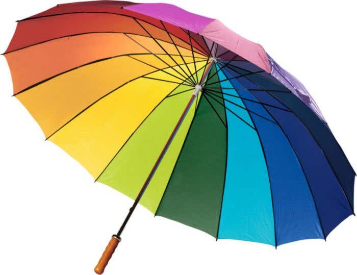 Golfparaplu Rainbow | Ø 128,5 cm | Houten handgreep