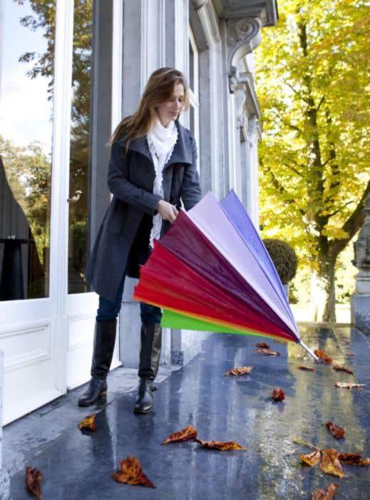 Golfparaplu Rainbow | Ø 128,5 cm | Houten handgreep