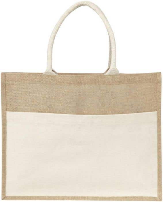 Boodschappentas Natural | 23 L | Jute | Katoenen detail