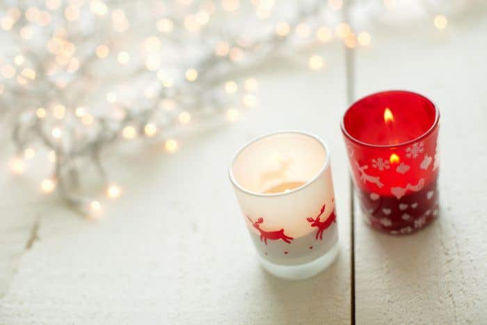 Porte-bougie chauffe-plat X-mas | Verre | Noël | Avec bougie chauffe-plat