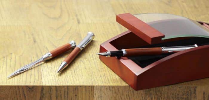 Schrijfset Roseglass | 3-delig | Hout | Met briefopener