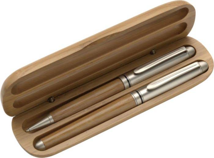 Schrijfset Bamboostic | Bamboe | 2-delig | Balpen en rollerpen