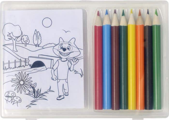 Tekenset Colorkid | 8 kleurpotloden | 20 kleurplaten