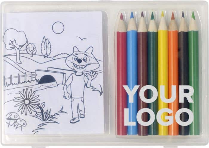 Set de dessin Colorkid | 8 crayons de couleur | 20 coloriages