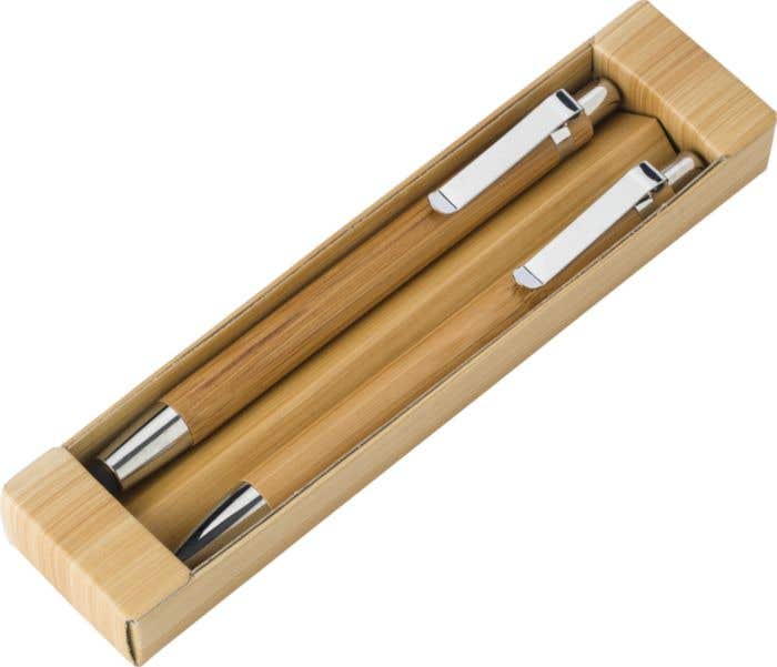 Schrijfset Bamboo-touch | Bamboe | 2-delig | Balpen en vulpotlood