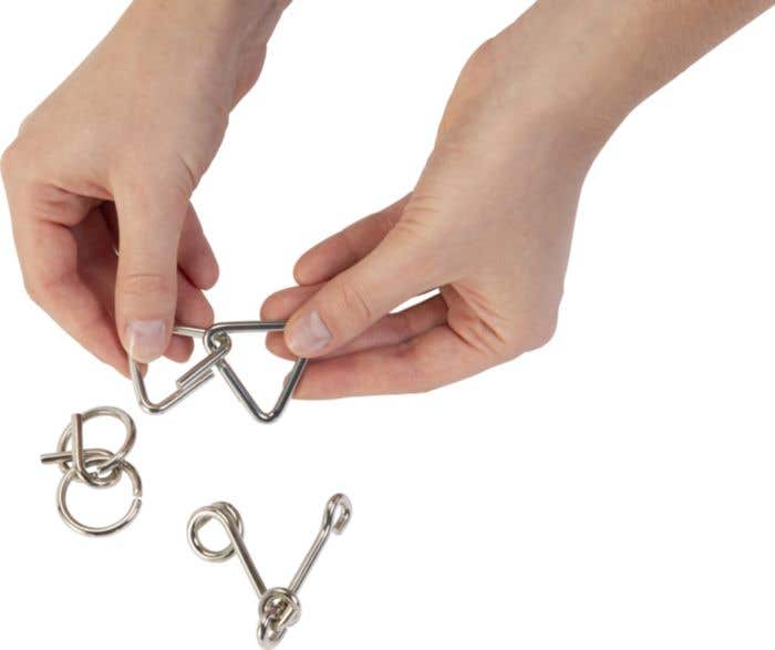 Set de casse-têtes Brains | Métal | 3 pièces | Pochette en coton