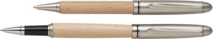 Parure d'écriture Lignum | Bois | 2 pièces | Stylo à bille et roller