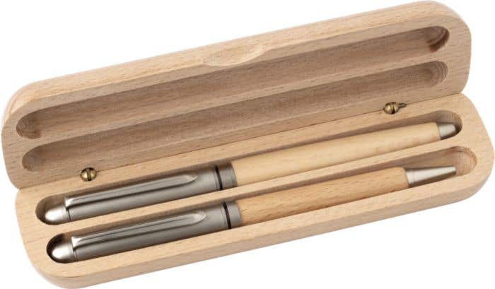 Schrijfset Lignum | Hout | 2-delig | Balpen en rollerpen