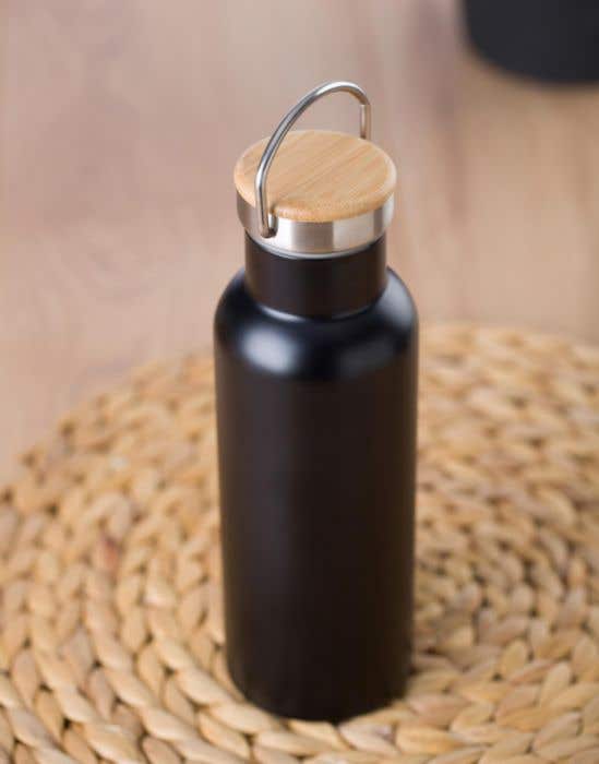 Gourde Bamostyle | 500 ml | Inox | Double paroi | Bouchon en bambou